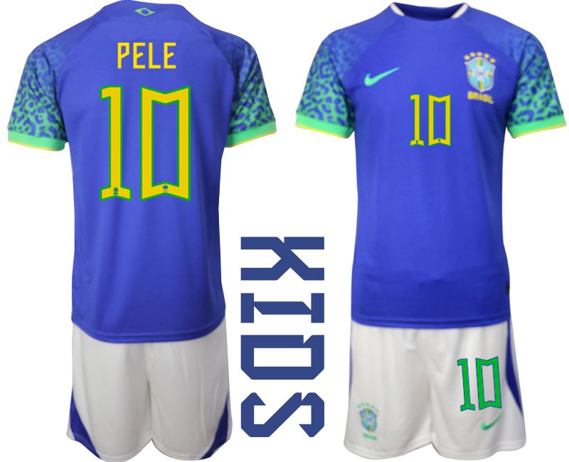 Youth 2022 World Cup National Team Brazil away blue 10 Soccer Jersey